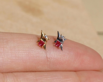 20G/18G/16G Star Threadless Push In Labret Stud •Sterling Silver Flat Back Earring •Tragus Stud •Flat Back Stud •Helix Stud •Cartilage Stud