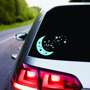 Crescent Moon With Shooting Stars Decal Moon Stargazing Night Sky Witchy Gift Pagan Witch Gift For Friend