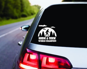 Bigfoot Hide N Seek World Champ sticker Sasquatch Bigfoot Cryptid grappig cadeau voor vriend
