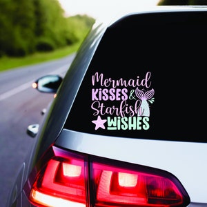 Zeemeermin Kusjes Zeester wenst Permanente Vinyl Decal | Mermaid Life Zeemeermin | Auto Accessoires