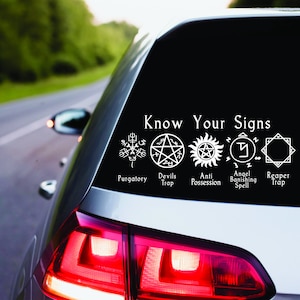 Supernatural 15 Inch Know Your Signs Permanent Vinyl Decal | Pentacle | Protection Symbol |  Car Accessories