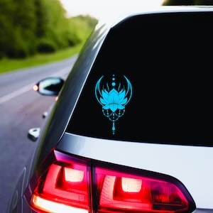 Halve maan en lotus hemelvenster sticker | Hippie | Lotusbloem | Nirvana | Maan | Auto Accessoires