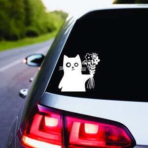 Cat With Flowers Decal Cat Lover Cat Lady Witchy Vibes Boho Vibes Cute Gift For Friend