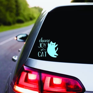 Kies Joy Get A Cat permanente vinyl sticker | Kattenpersoon | Kattenvrouw | Auto accessoires