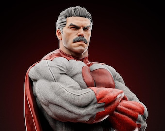 Omni-Man 3D Printed Model  - Tough Resin 1/6 Scale and Bust 3D Resin Model by Zez Studios - RangrezModels