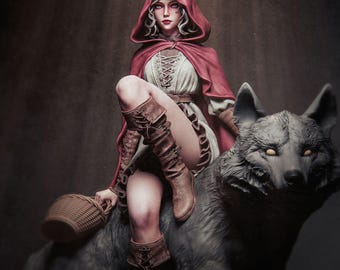 Red Riding Hood Huntress with Wolf Companion  - CA3D Studios | 1/6 Scale ABS-Like Tough Resin Model kit| Highly Detailed Collectible Figure