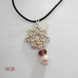 Celtic sterling silver Star with seawater pearl and quartz bead
