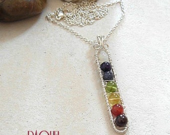 Chakra healing pendant/ 7 balancing chakra pendant/sterling silver chakra