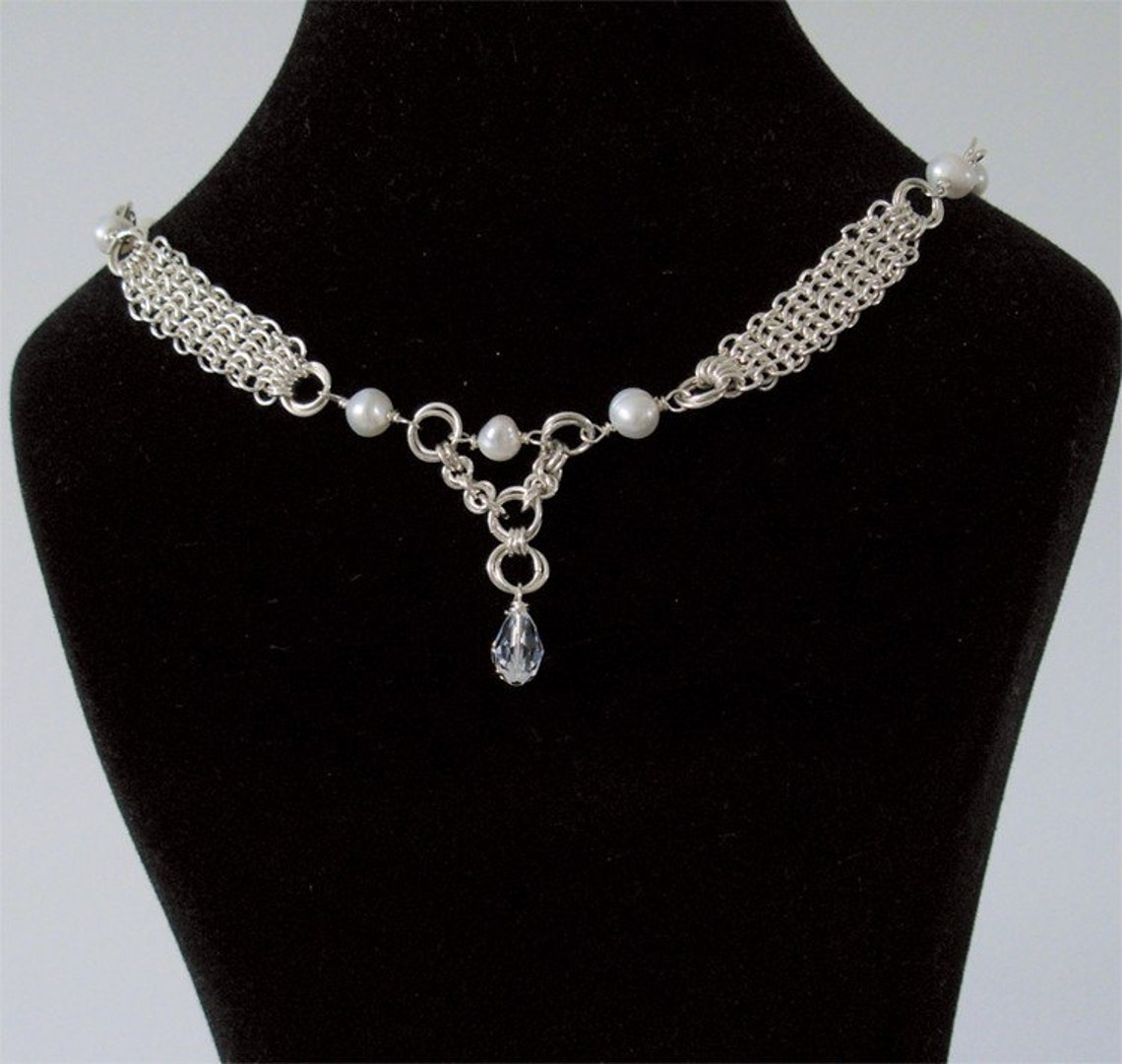 Bridal Jewelry in Sterling Silver Handwoven Mesh Necklace and - Etsy