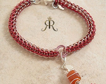 Hollywood red hand woven pet necklace