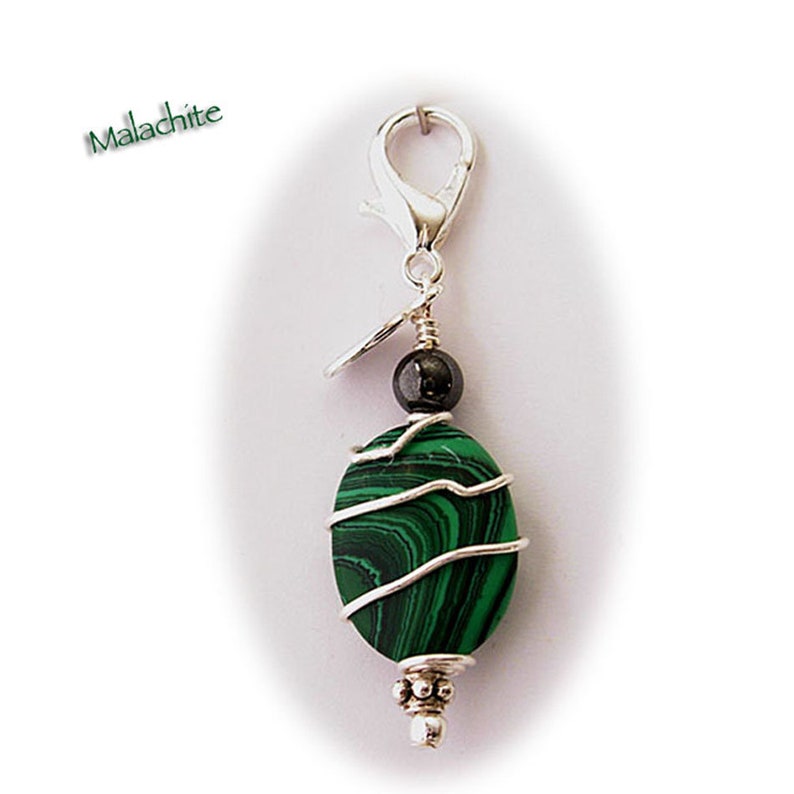 Malachite Healing Dog Collar Charm Pawmulet, dog collar amulet image 1