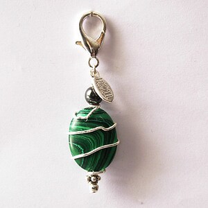 Malachite Healing Dog Collar Charm Pawmulet, dog collar amulet image 2