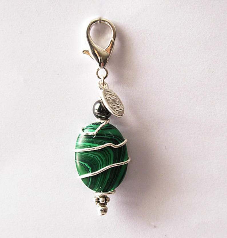 Malachite Healing Dog Collar Charm Pawmulet, dog collar amulet image 2