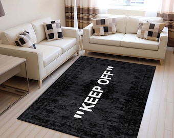 Keep Off Rug, Off White Rug, Keepoff Pattern, Popular Rug, Home Decor Rug, Area Rug, Modern Rug, Brand Rug, Custom Rug, Themed