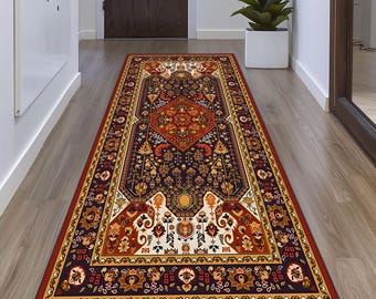 Tapis de passage à fleurs bohème : tapis d'entrée de style persan (2 x 6)