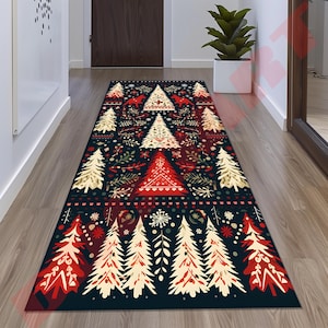 Christmas Tree Runner Rug: Holiday Hallway Carpet