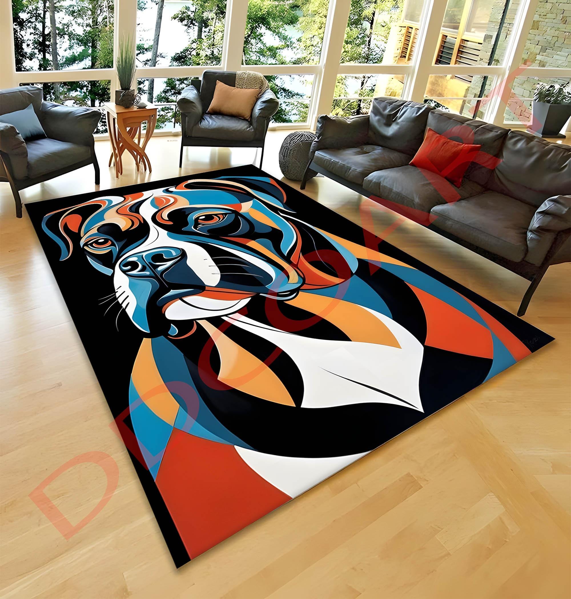 ラグ・カーペット FEROCIOUS doberman jacquard blanket rug Doberman Rug: Fierce Dog Art, Man Cave Decor - Etsy