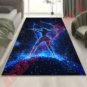 Benutzerdefinierte Sternzeichen Teppich Sterne - Schütze Bogenschütze Konstellation, Teppich für Schlafzimmer oder Wohnzimmer, Geschenk für Astrologie