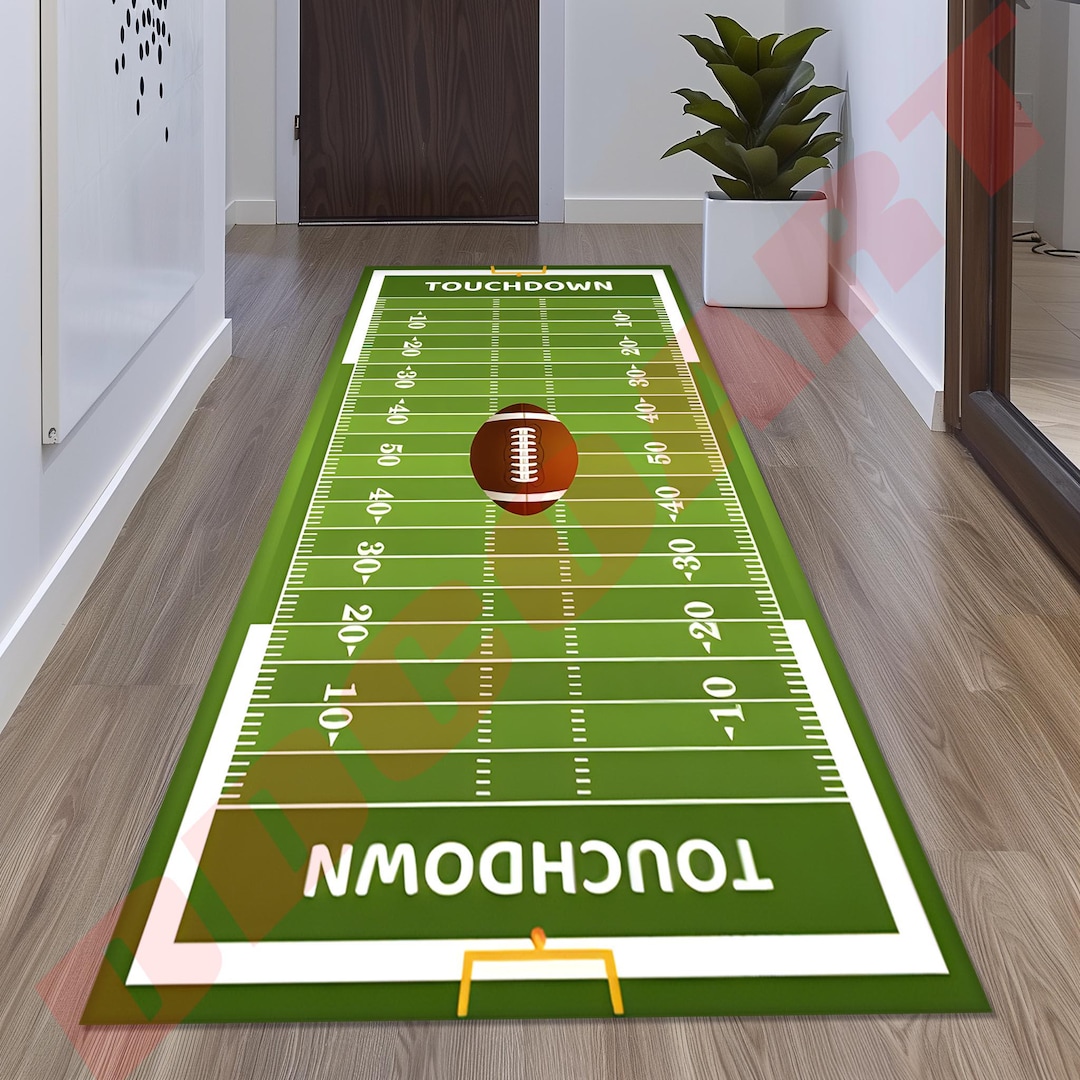 Football Filed Rugg American Football Field Rug: Washable Team Logo Area Rug - Etsy