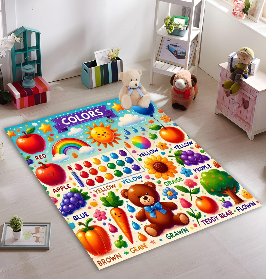 Learn Colors Kids Rug, Nursery Classroom Decor - Etsy
