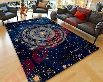 Celestial Star Map Rug: Cosmic Astrology Decor,