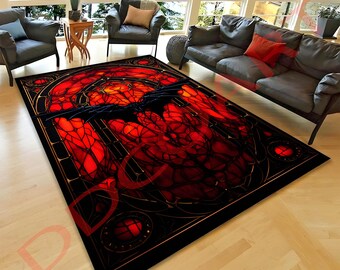 Gothic Bat Rug: Washable Rococo Style Home Decor