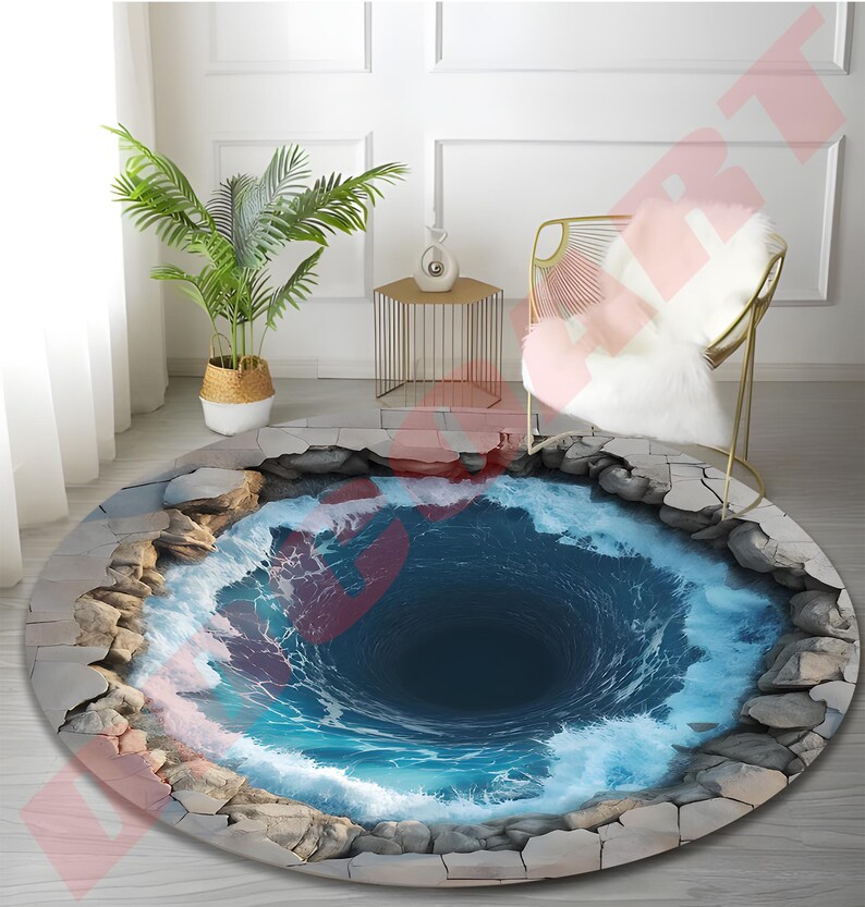 3d Round Rugs 3D Round Rug, 3D Rug, Big Crack Rug, Deep Hole Rug, Illusion Rug, 3D ...