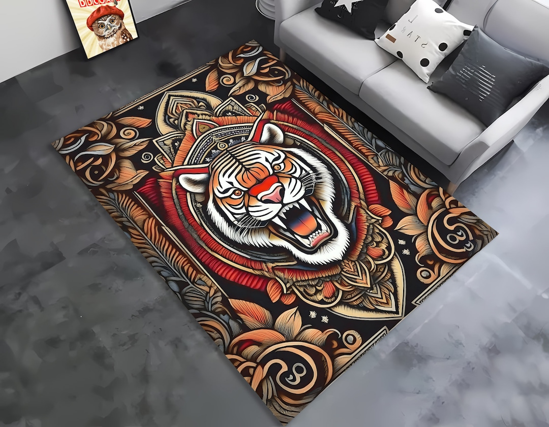 Tatto Rug Tiger Tattoo Design Rug - Custom Living Room Decor - Etsy UK