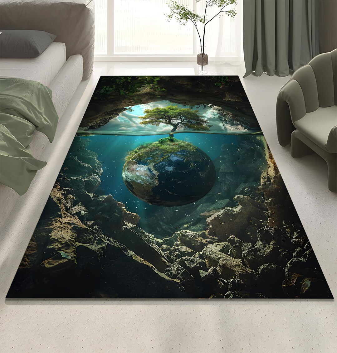 3D Earth Landscape Area Rug: Fantasy Nature-themed Carpet, 3D Rug ...