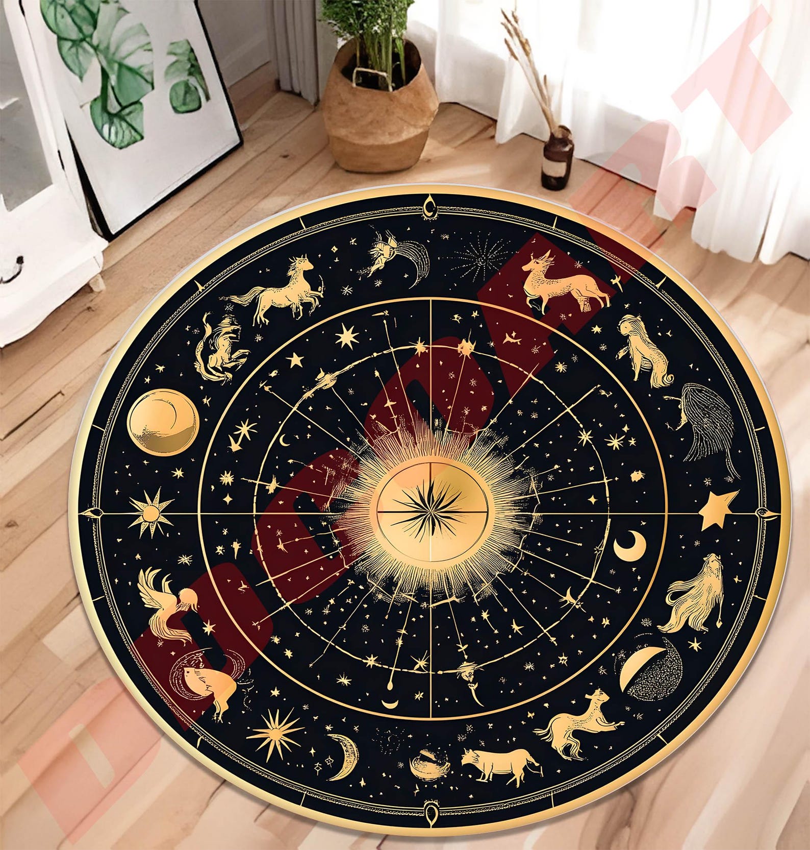 Zodiac Astrology Rug: Round Horoscope Design - Etsy