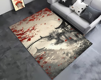 Japan Anime Pattern Rug, Anime Rug, Art Rug, Awesome Trends Rugs For Living Room, Home Decore Carpet, Rugs For Bedroom Aesthetic, Carpet Rug