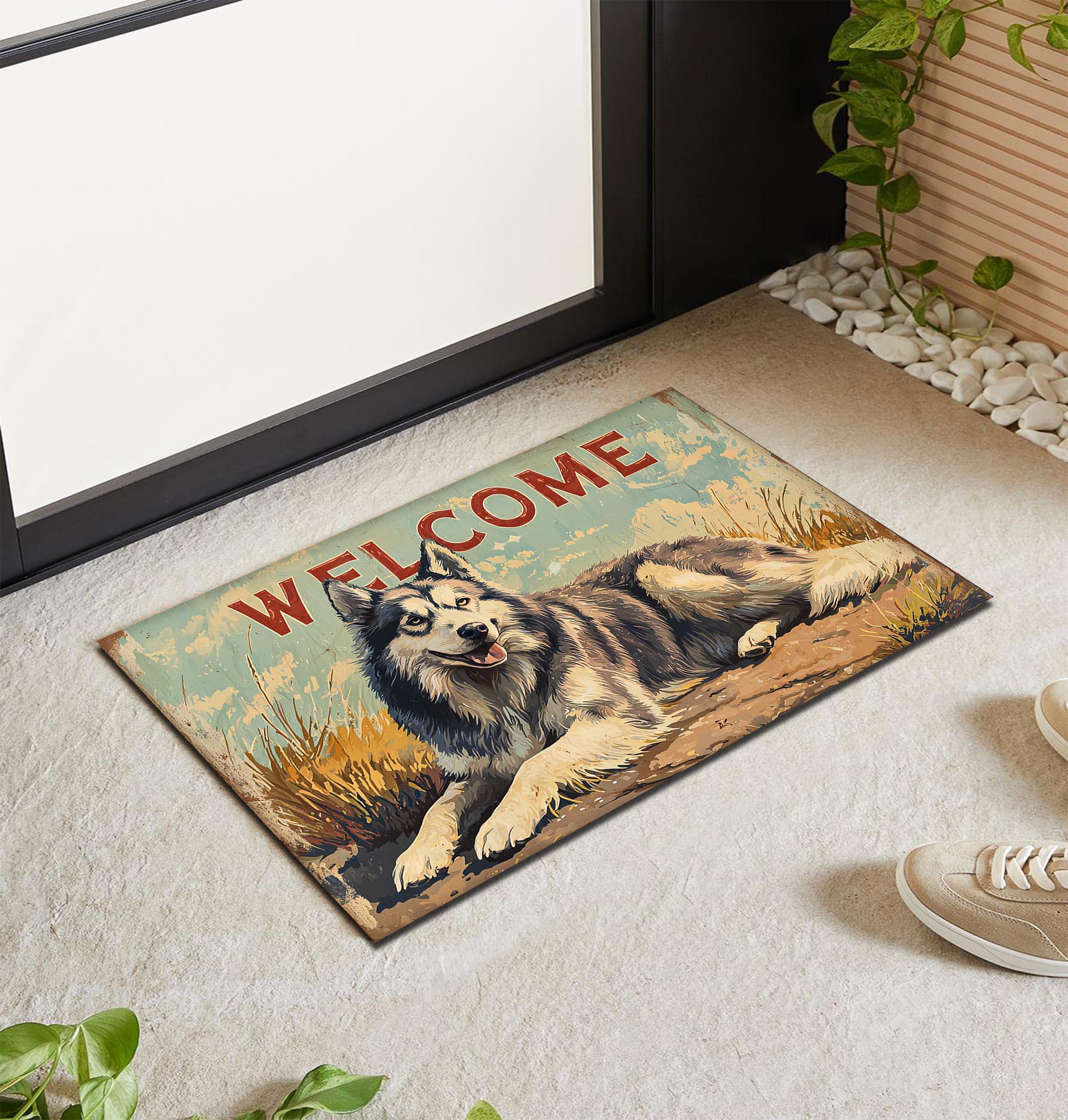 Husky Dog Welcome Mat: Rustic Vintage Pet Doormat - Etsy