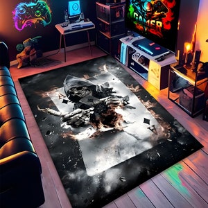 Spielkarten Teppich, Schädel-Teppich, Roter Teppich, Schädel-Kopf, Geschenk für Jungen-Mädchen, cooler Teppich, für Wohnzimmer