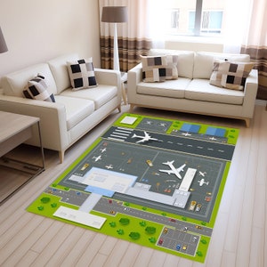 Runway Rug, Airport Rug, Plane Rug, Game Area Mat, Aviation Rug, Kids Room Decor, For Childs, Gift For Boys Girls, Personalized Cool Gift