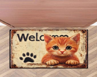 Kitten Welcome Doormat: Vintage Cat Lover Entry Rug - Etsy