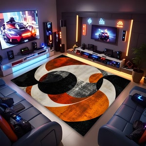 Abstract Minimalist, Modern Rug, Subtle Colorful Area, Rugs for Bedroom ...