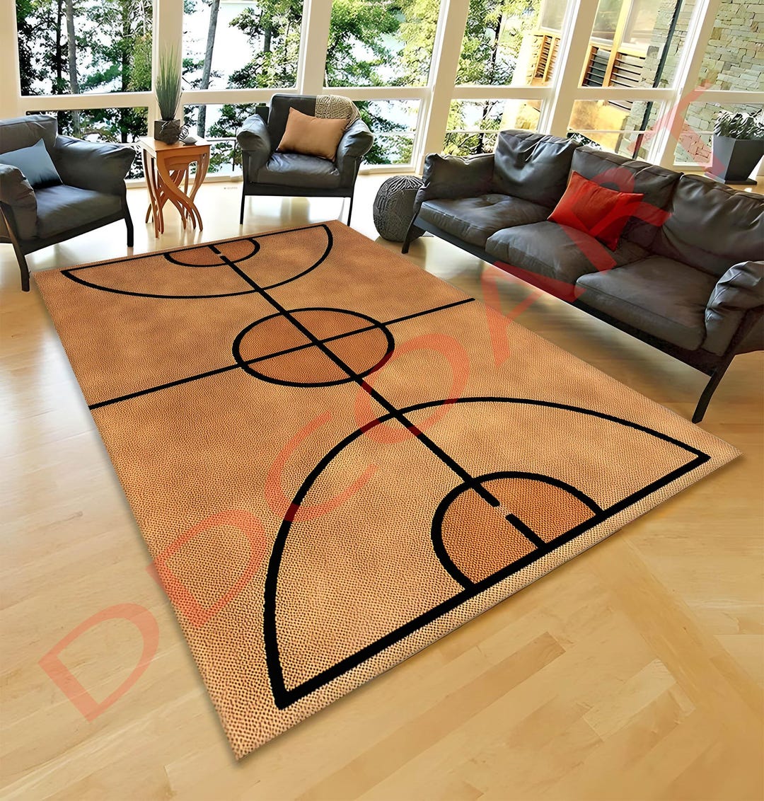 Basketball Court Rug: Minimalist Sports Area Rug - Etsy