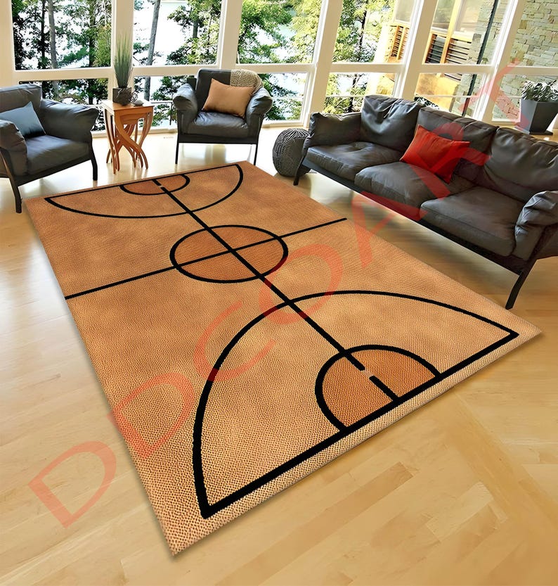Basketball Court Rug: Minimalist Sports Area Rug - Etsy