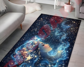 Dywan Celestial Galaxy: Dywan z abstrakcyjnym motywem gwieździstej nocy, dywany Galaxy