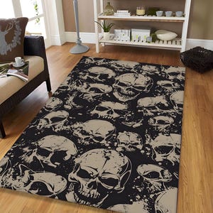 Skull Rug, Gothic Rug, Snake Rug, Flower Rug, Fear Rug, Modern Rug, Popular Rug,Living Room Rug, Skull and Flower Rug, Home Decor