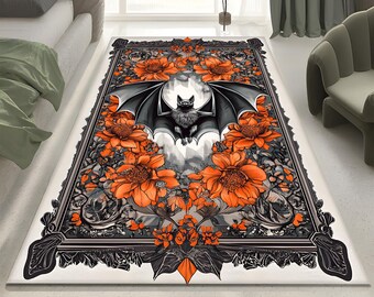 Gothic Bat Rug: Witchy Victorian Decor, Dark Academia Carpet