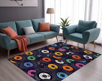 Music-Inspired CD Print Area Rug
