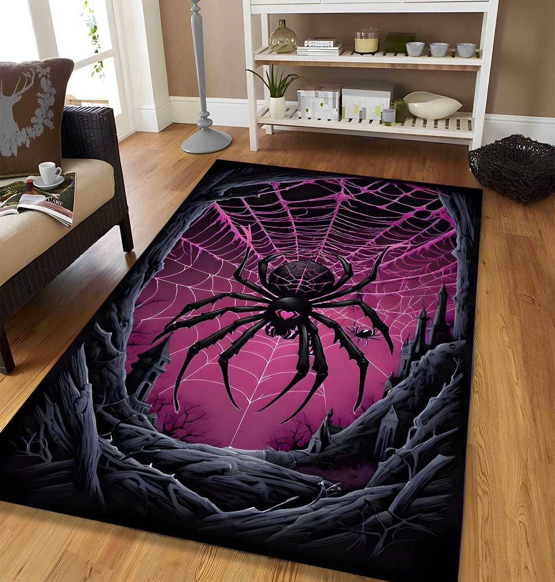 Gothic Spider Web Rug: Dark Purple Halloween Haunted House Decor - Etsy