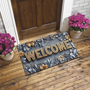 Welcome Doormat, Waterproof Non-Slip Entryway Rug, Stylish Front Door Mat With Script Lettering, Modern Home Decor, Housewarming Gift