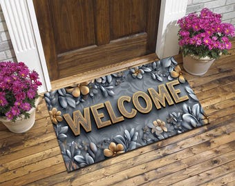 Welcome Doormat: Non-Slip Waterproof Entryway Rug