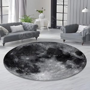 Moon Rug, Lunar Surface Rug, Stunning Moon Print Carpet for Space-Themed Decor, Full Moon Rug, Unique Space-Themed Carpet