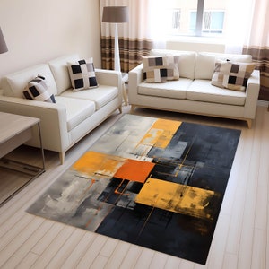 Neutral Minimalist Rug, Modern Beige Carpet For Living Room Or Bedroom, Soft Abstract Floor Mat, Scandinavian Home Decor