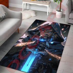 Zelda-Inspired Hero Rug, Fantasy Gaming Area Rug, Large Rug for Gamer Room, Unique Gift for Zelda Fans, Geeky Home Decor