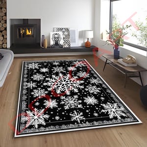 Snowflake Rug, Christmas Rug, Xmas Rug, Merry Christmas Rug, Xmas Gift, Christmas Decor, Noel Rug, NewYear Rug, Xmas Area Rug, Holiday Rug