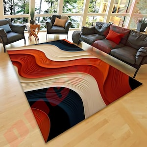 Geometric Rug, Mid Century Rug, Mid Century Modern Area Rug, Retro Rug, Mid Century Modern Decor, Minimalist Rug, Room Rug, Rug For Bedroom